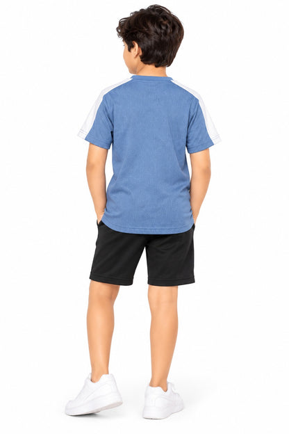 CHILINS Unisex Kids Blue Short Sleeve Sports T-Shirt for Boys & Girls