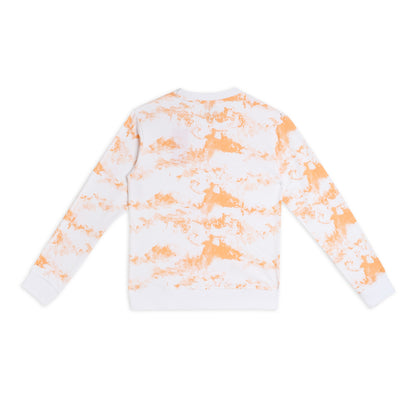 Girls Fleece Printed Round Neck Sweatshirt | Orange Tie Dye
