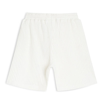 Boy's Cotton Bermuda Shorts with Trending Pocket Design – White