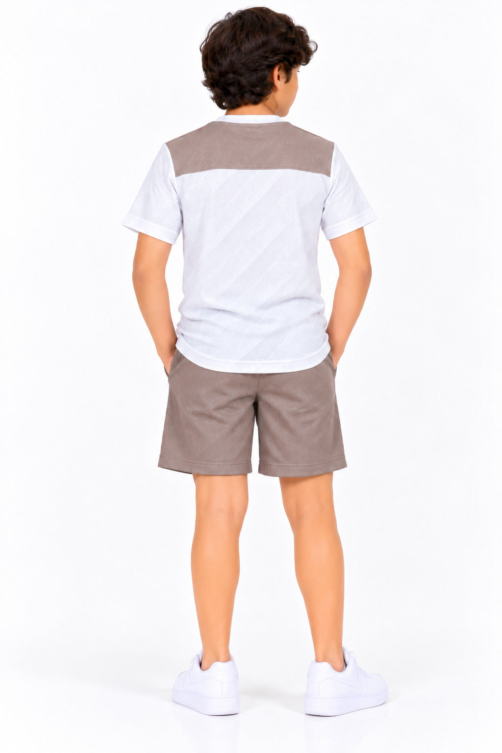 CHILINS Unisex Kids White, Olive & Light Brown Short Sleeve Sports T-Shirt for Boys & Girls