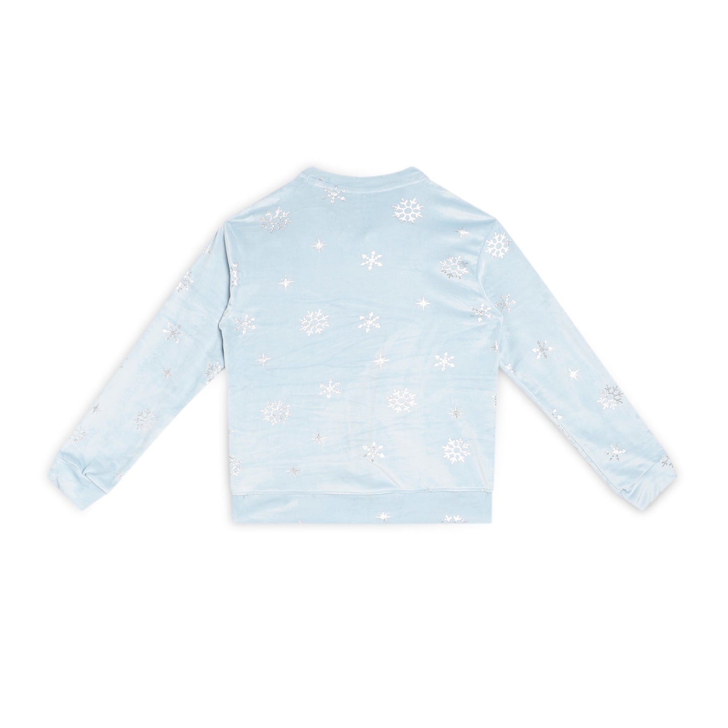 Girls Self Design Velvet Party Jacket with Zipper – Light Blue (Without Hood)