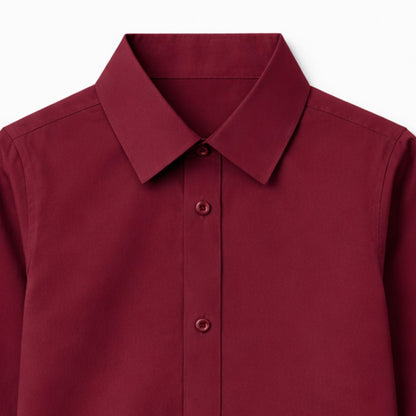 CHILINS Kids Maroon Solid Formal Shirt | Full Sleeve Button-Down Shirt