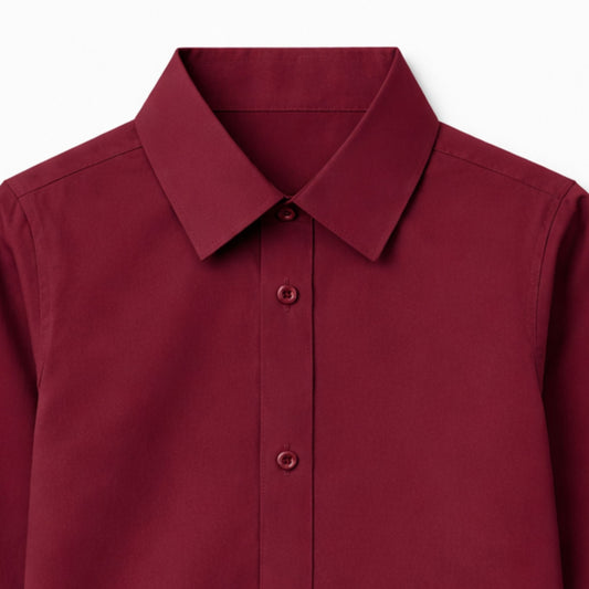 CHILINS Kids Maroon Solid Formal Shirt | Full Sleeve Button-Down Shirt
