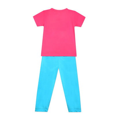 Girls Cotton Tshirt Pajama Set Knit Half Sleeves