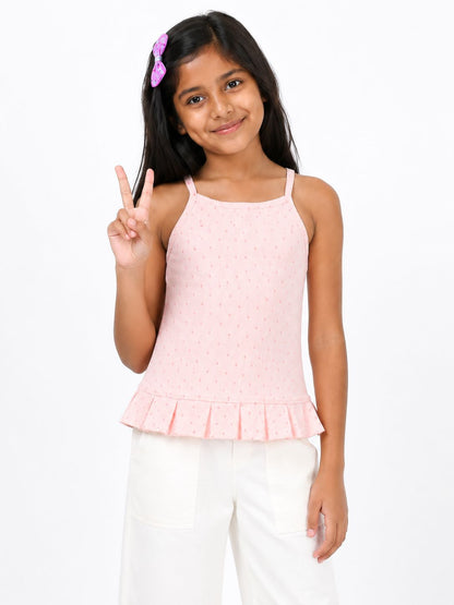 CHILINS Girls Pink Printed Sleeveless Top