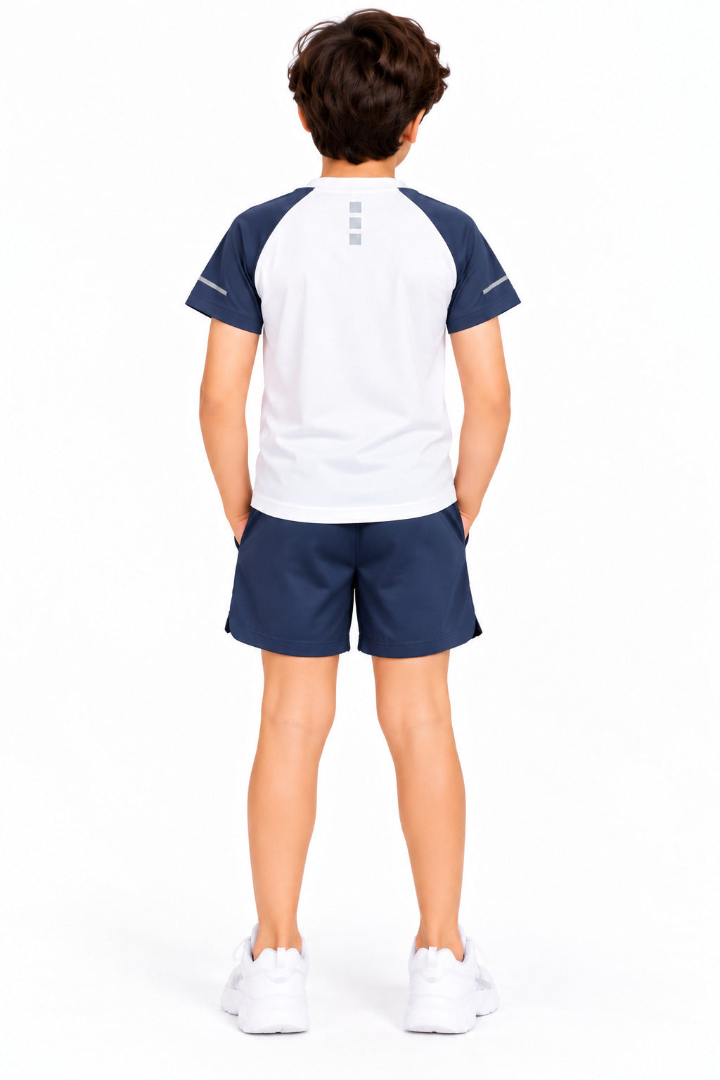 CHILINS Kids White & Navy Blue Sports T-Shirt | Boys & Girls | Raglan Sleeves | Active Wear