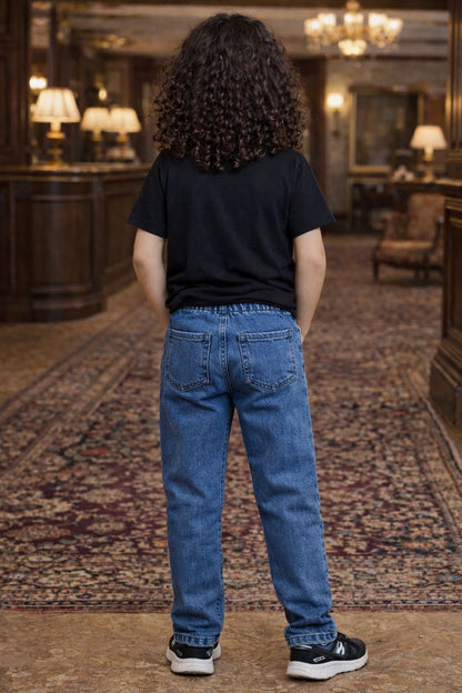 CHILINS Kids Blue Denim Jeans | Elastic Waist Casual Jeans