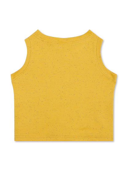 CHILINS Girls Yellow Ribbed Cotton Crop Top Stylish & Comfortable Kidswear