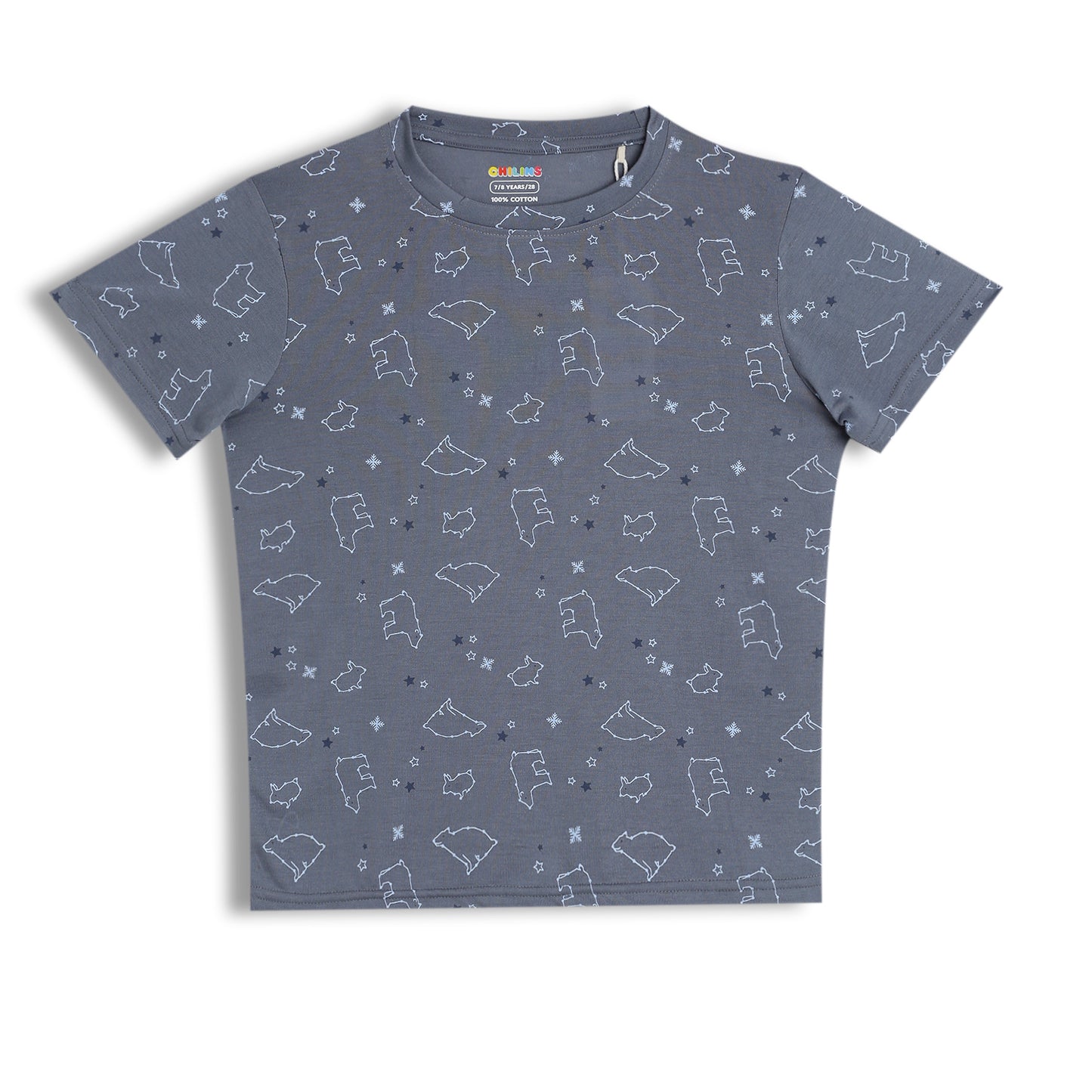 CHILINS Kids Pure Cotton Printed T-Shirt & Shorts Set | Bear Print Co-Ord Set