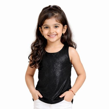 CHILINS Girls Sleeveless Black Top – Stylish Casual & Party Wear