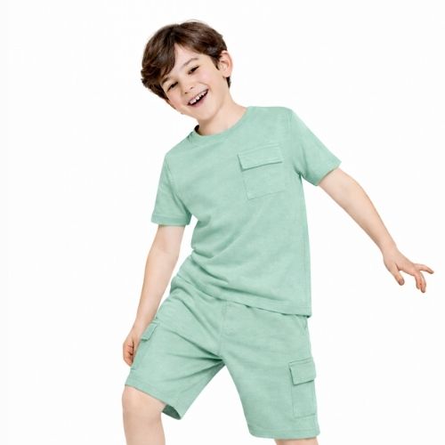 CHILINS Boys Oversize Relax Fit T-Shirt & Shorts Set – Casual Comfort Wear mint Green
