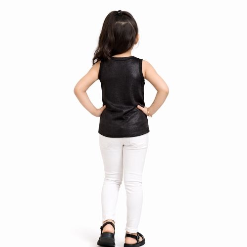 CHILINS Girls Sleeveless Black Top – Stylish Casual & Party Wear