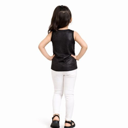 CHILINS Girls Sleeveless Black Top – Stylish Casual & Party Wear