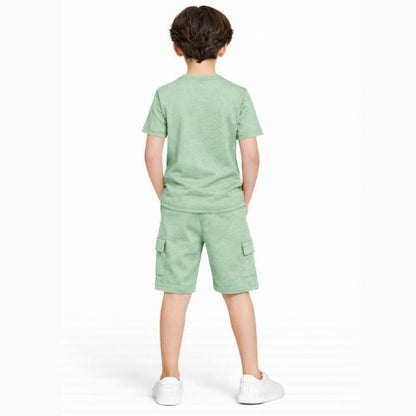CHILINS Boys Oversize Relax Fit T-Shirt & Shorts Set – Casual Comfort Wear mint Green