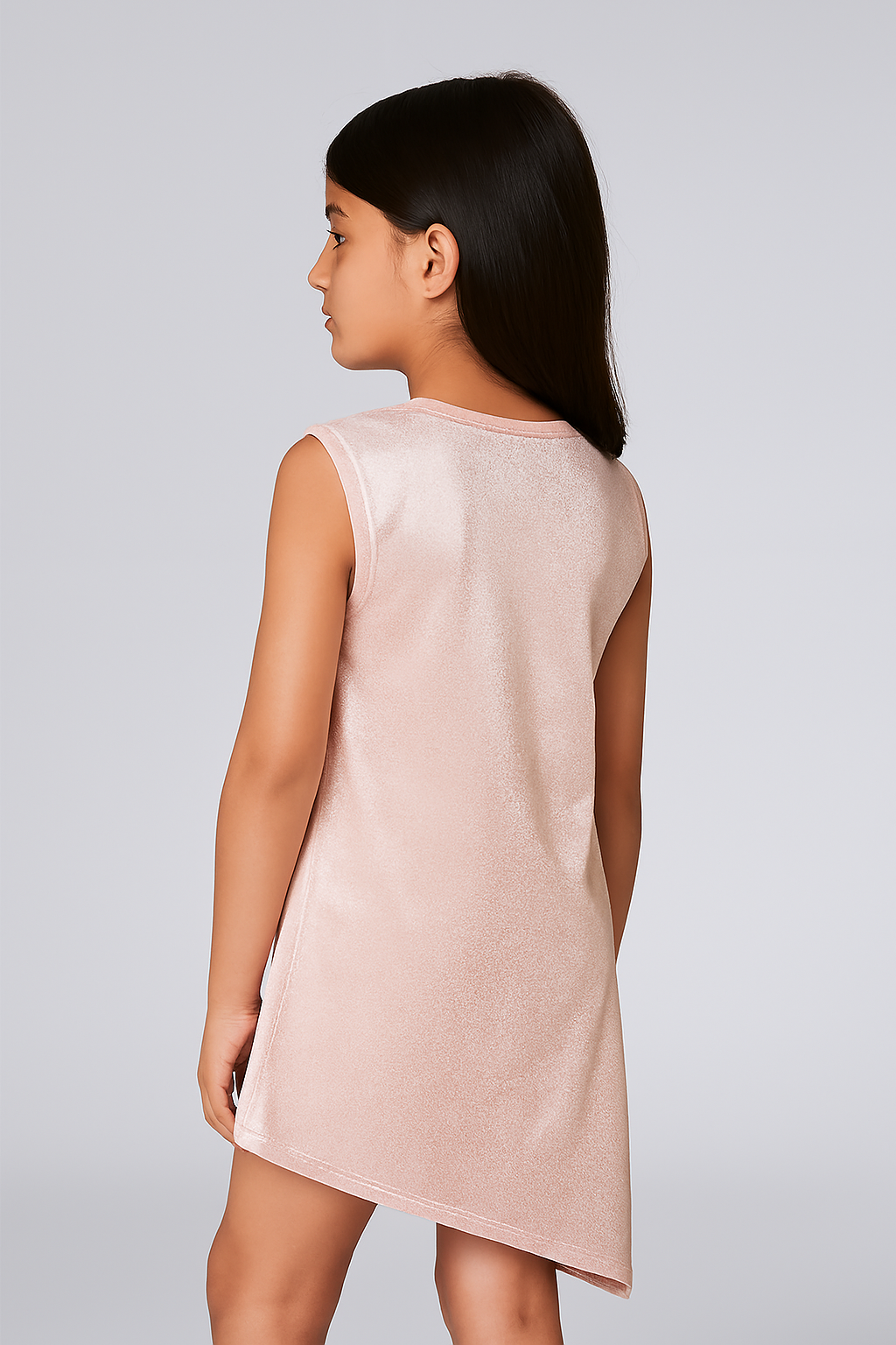 Girls Ice Orange Minimal Sleeveless Dress | Everyday Casual to Party Wear