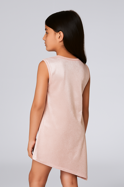 Girls Ice Orange Minimal Sleeveless Dress | Everyday Casual to Party Wear