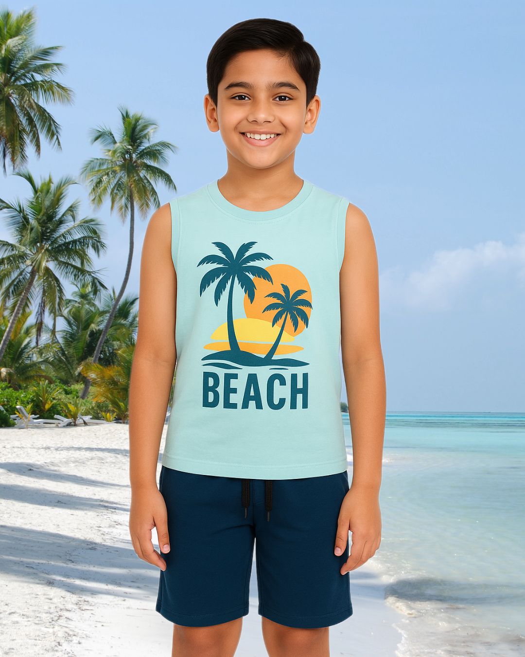 Kids Cotton Shorts Black & Blue