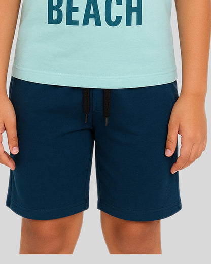Kids Cotton Shorts Black & Blue