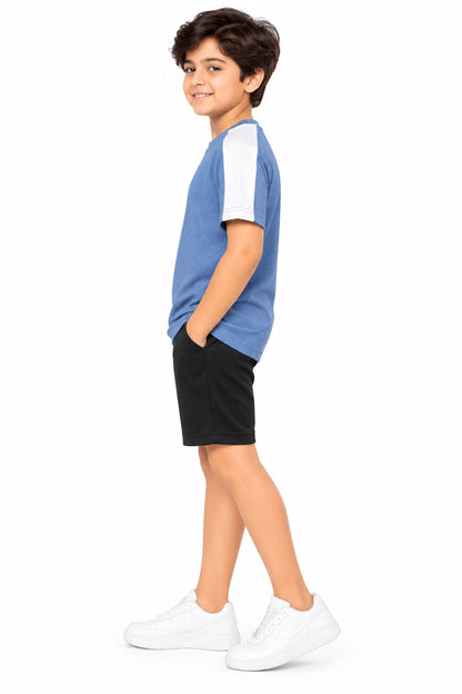 CHILINS Unisex Kids Blue Short Sleeve Sports T-Shirt for Boys & Girls
