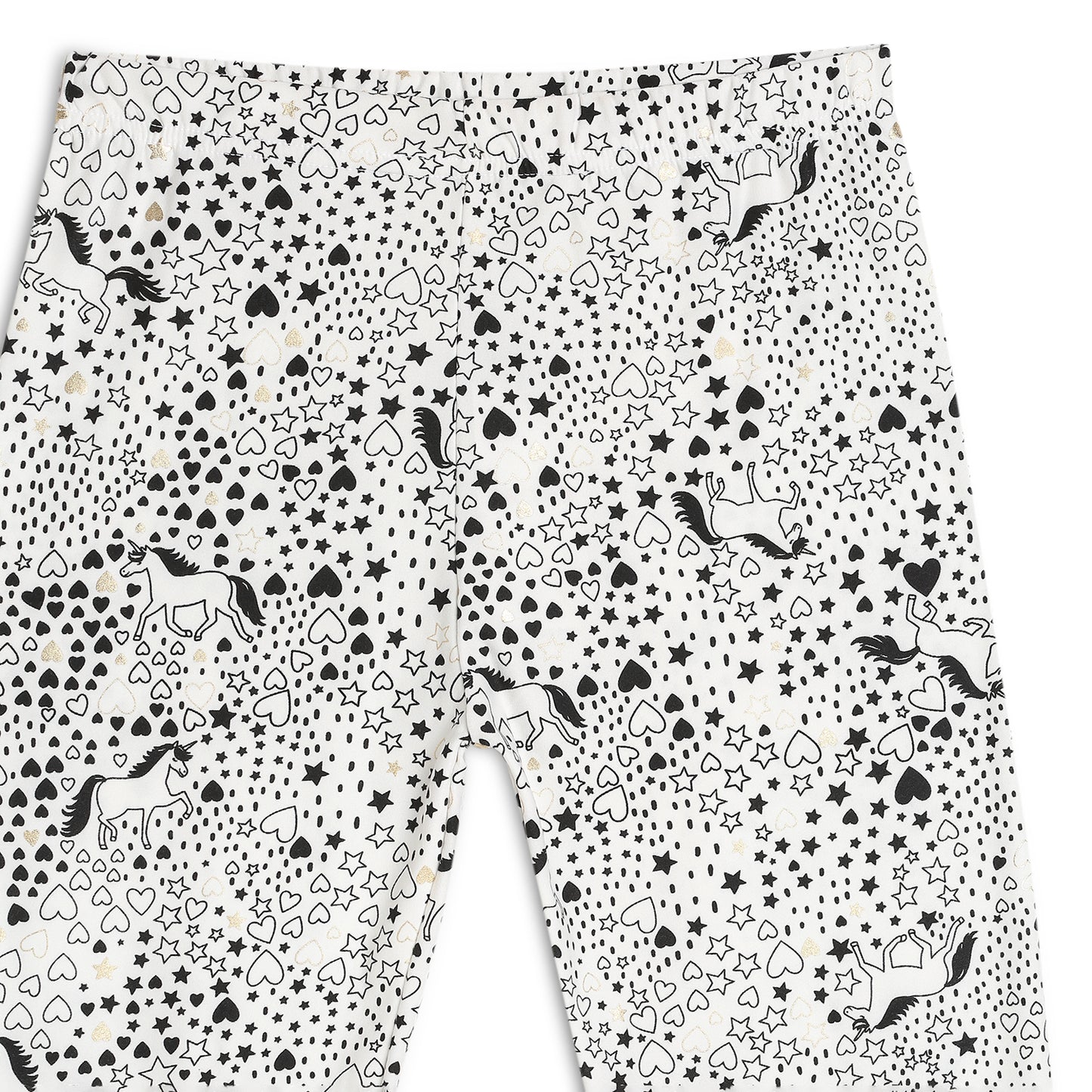 Poly lycra Printed Leggings for Girls White