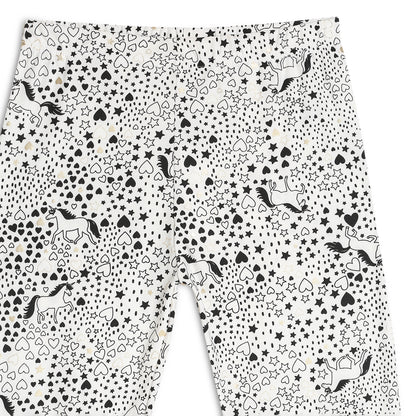 Poly lycra Printed Leggings for Girls White