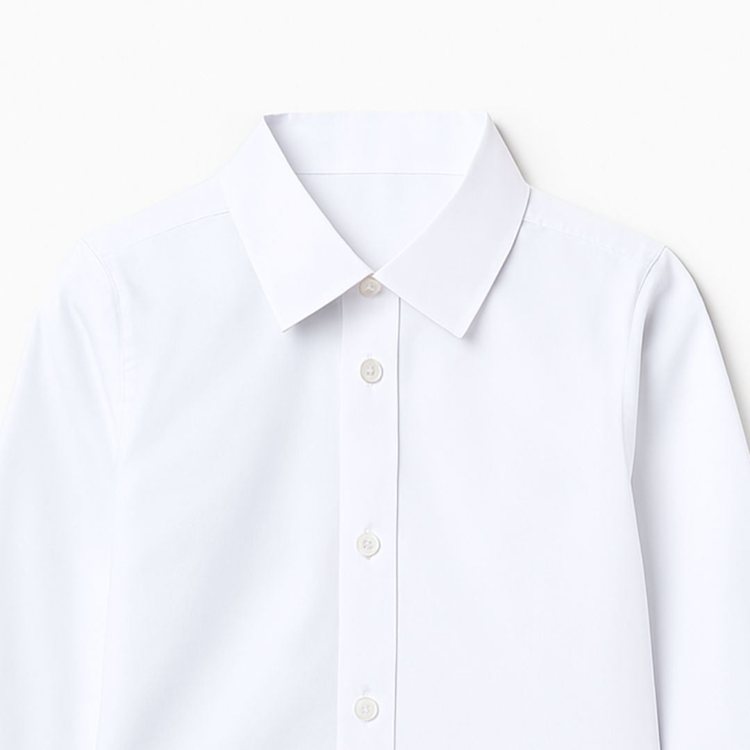 CHILINS Kids White Solid Formal Shirt | Full Sleeve Button-Down Shirt