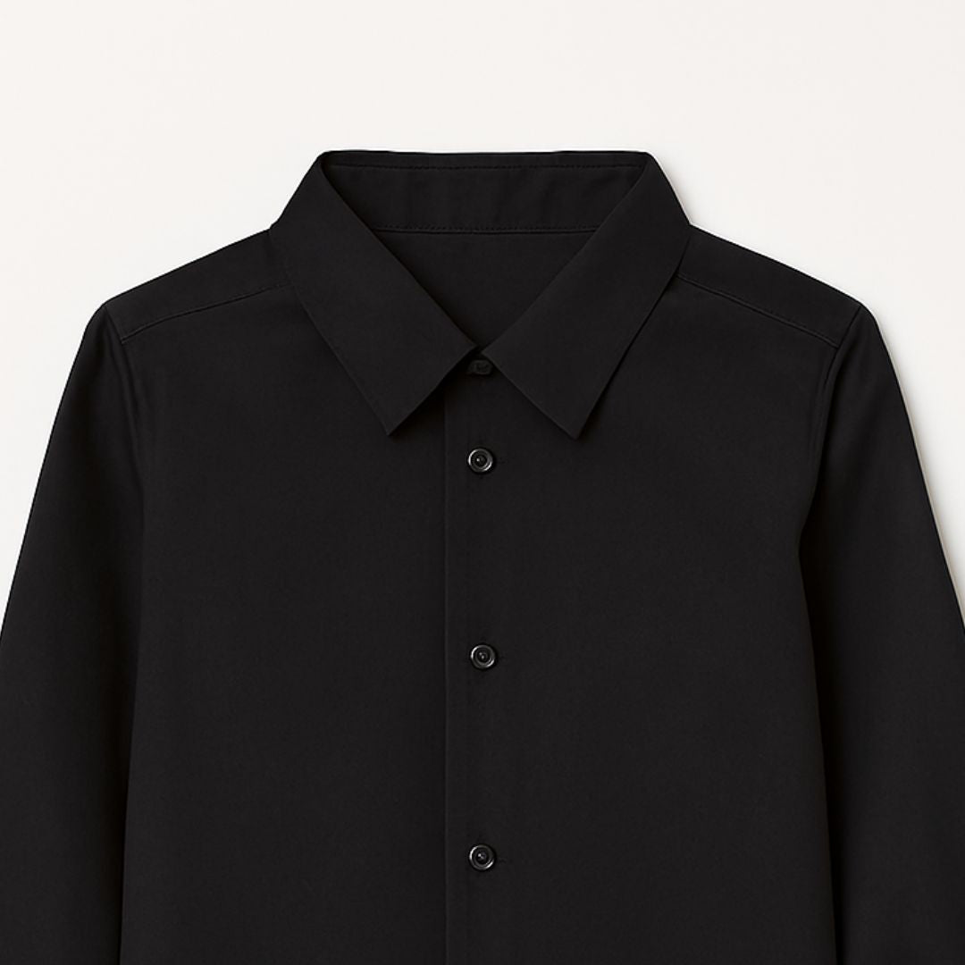 CHILINS Kids Black Solid Formal Shirt | Full Sleeve Button-Down Shirt