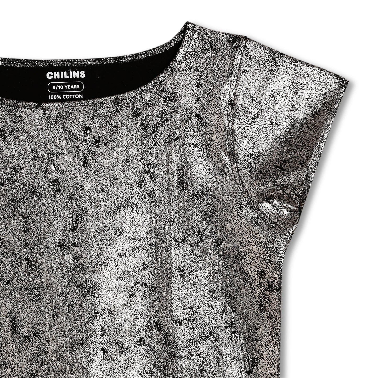 CHILINS Girls Metallic Silver Top | Stylish Party Wear Top for Kids