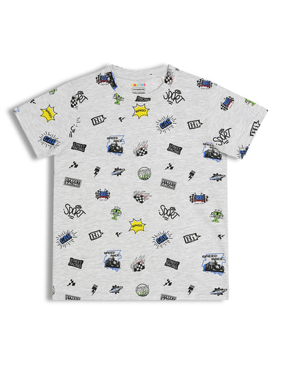 CHILINS Kids Pure Cotton Printed T-Shirt & Shorts Set | Racing Theme Co-Ord Set
