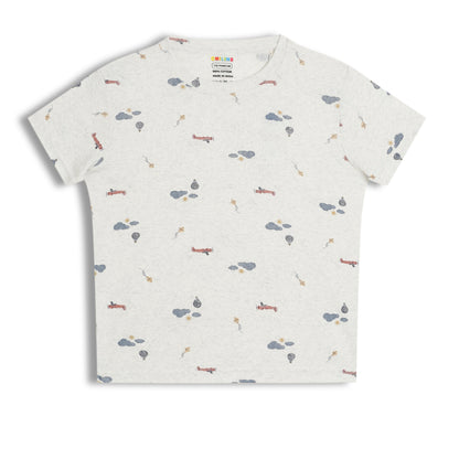 CHILINS Kids Pure Cotton Printed T-Shirt & Pyjama Set | Cream Comfort Nightwear