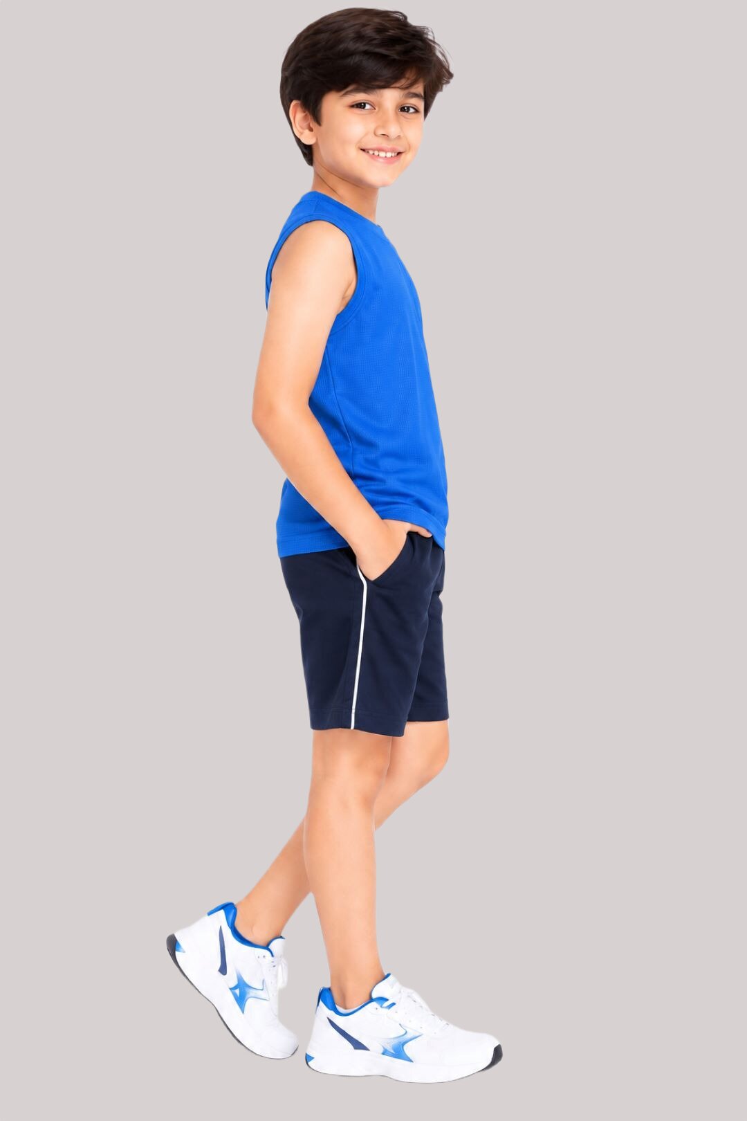 CHILINS Boys Blue Sports T-Shirt | Sleeveless Activewear Top