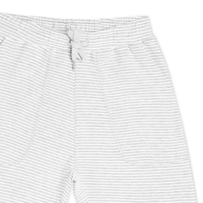 Boy's Cotton Bermuda Shorts with Trending Pocket Design – Grey White