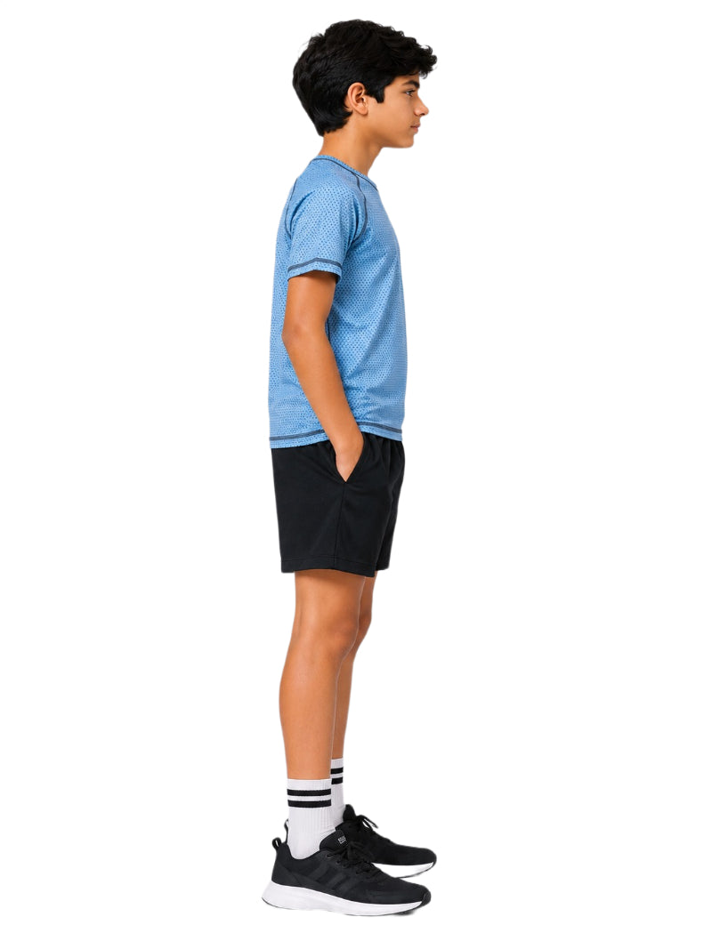 CHILINS Unisex Kids Blue Short Sleeve Sports T-Shirt