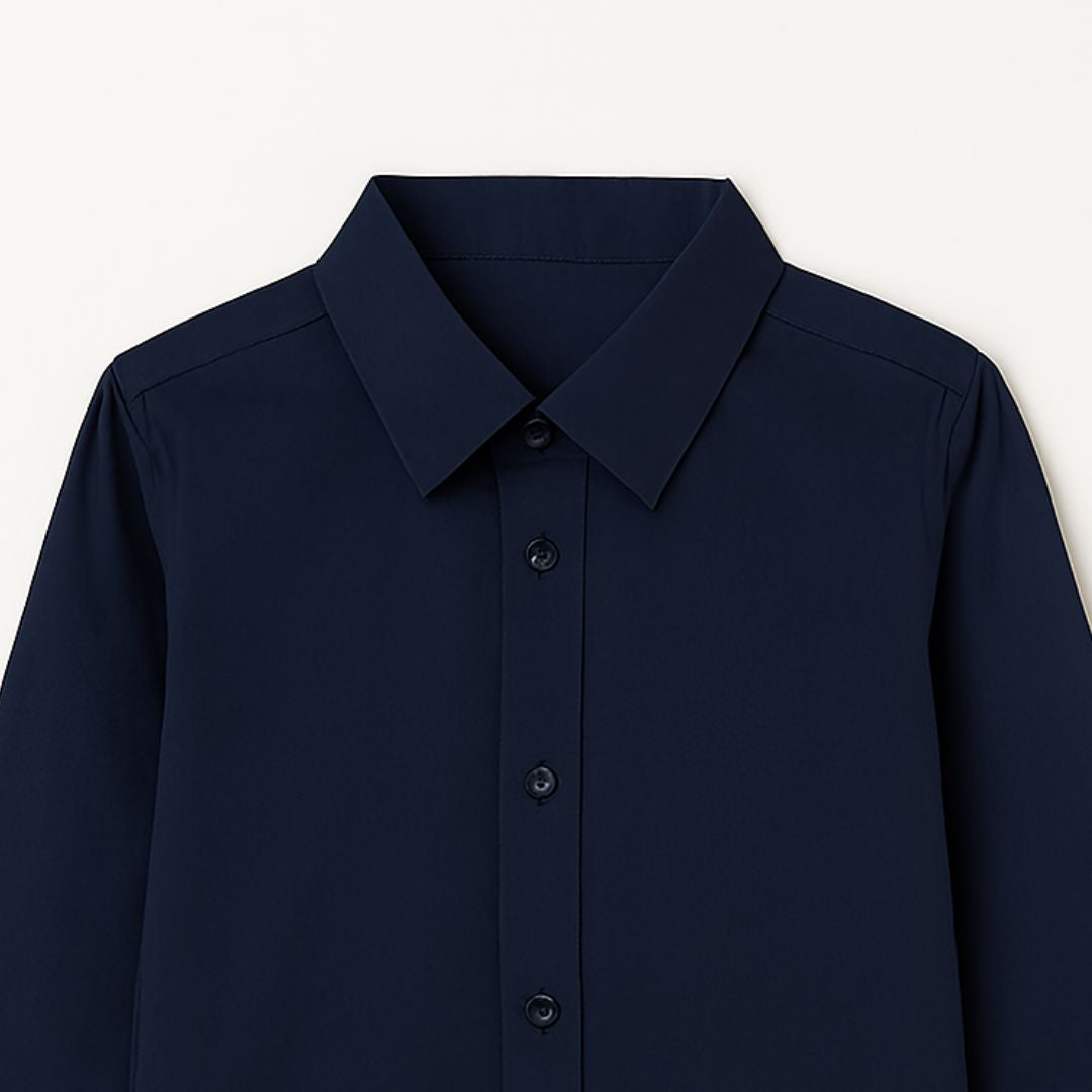 CHILINS Kids Blue Solid Formal Shirt | Full Sleeve Button-Down Shirt