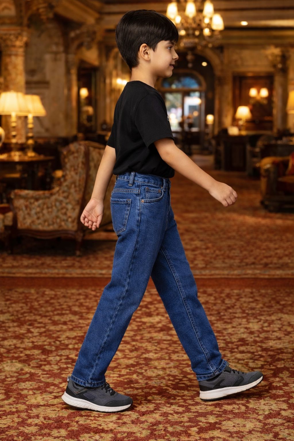 CHILINS Kids Blue Denim Jeans | Button Closure Regular Fit Jeans