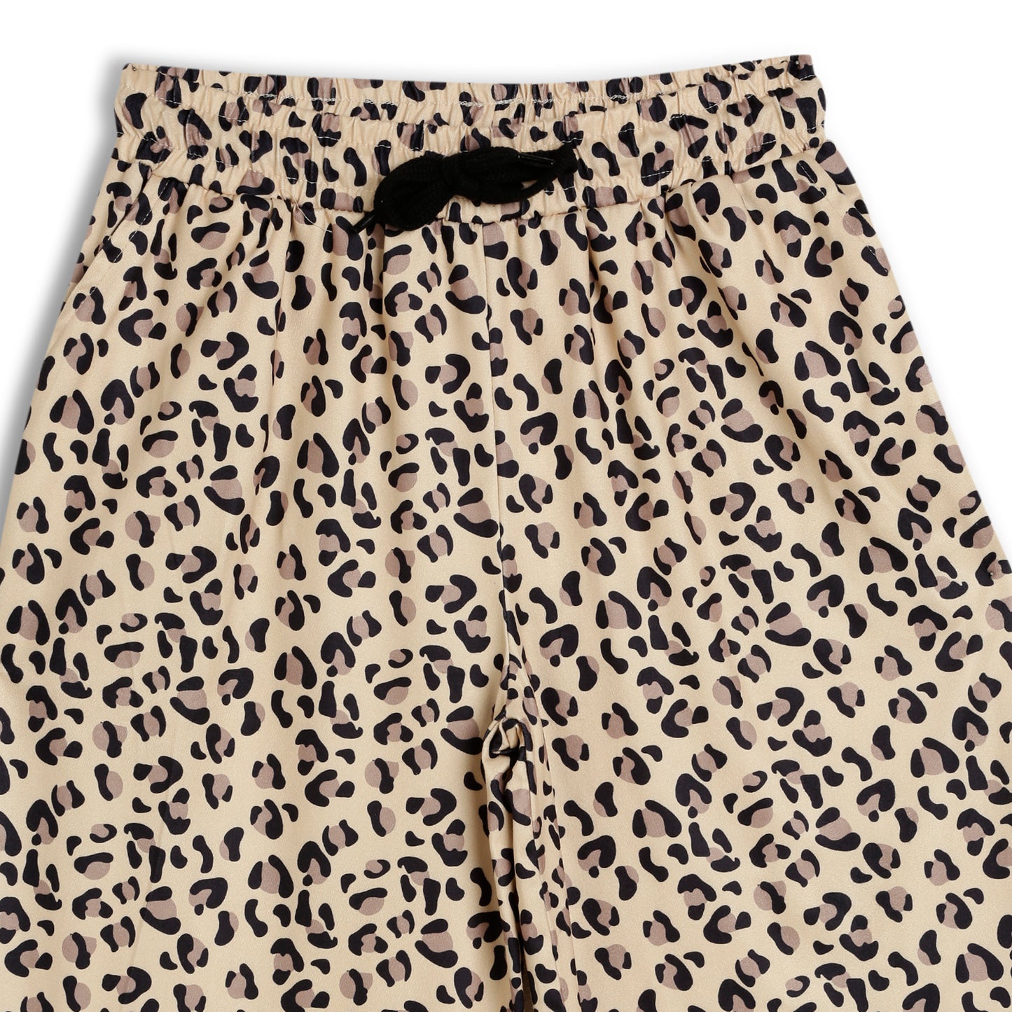 CHILINS Girls Printed Lycra Spun Palazzo | Beige Leopard Print Palazzo Pants