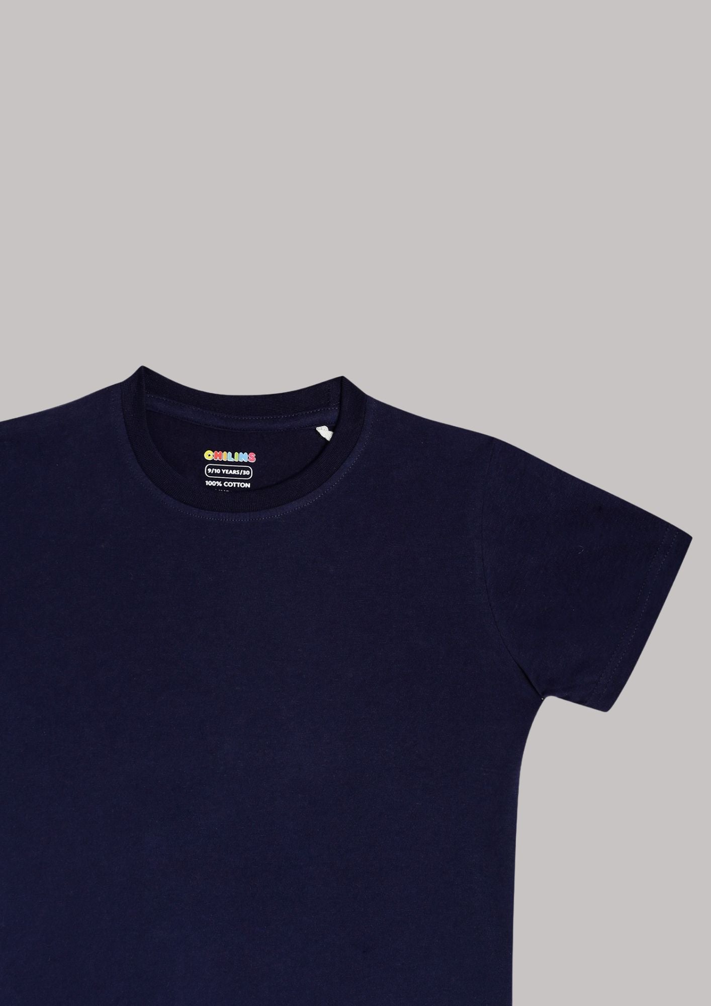 CHILINS Kids’ Dark Blue Cotton T‑Shirt – Soft Crew‑Neck Everyday Wear