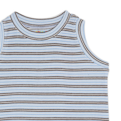 Girl's Solid Crew Neck Ribbed/Knitted Sleeveless Stretchable Slim Fit Crop Tank Top