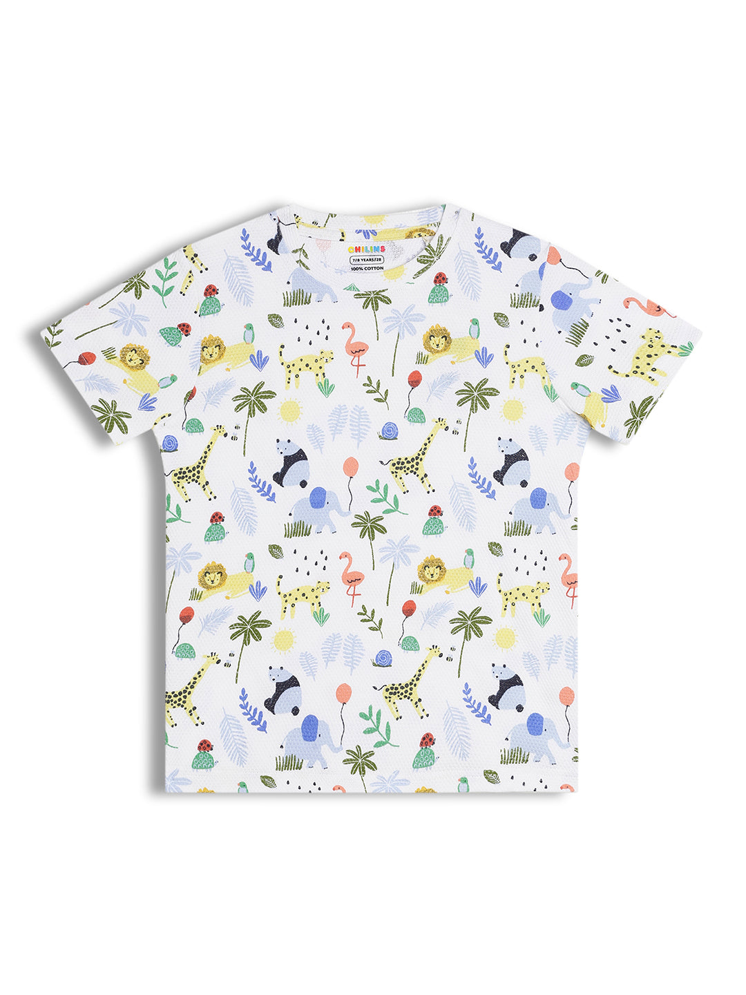 CHILINS Kids Pure Cotton Printed T-Shirt & Shorts Set | Jungle Animal Print Co-Ord Set