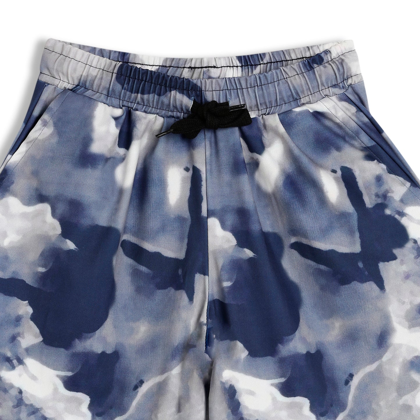 CHILINS Girls Printed Lycra Spun Palazzo | Blue Abstract Print Wide Leg Pants