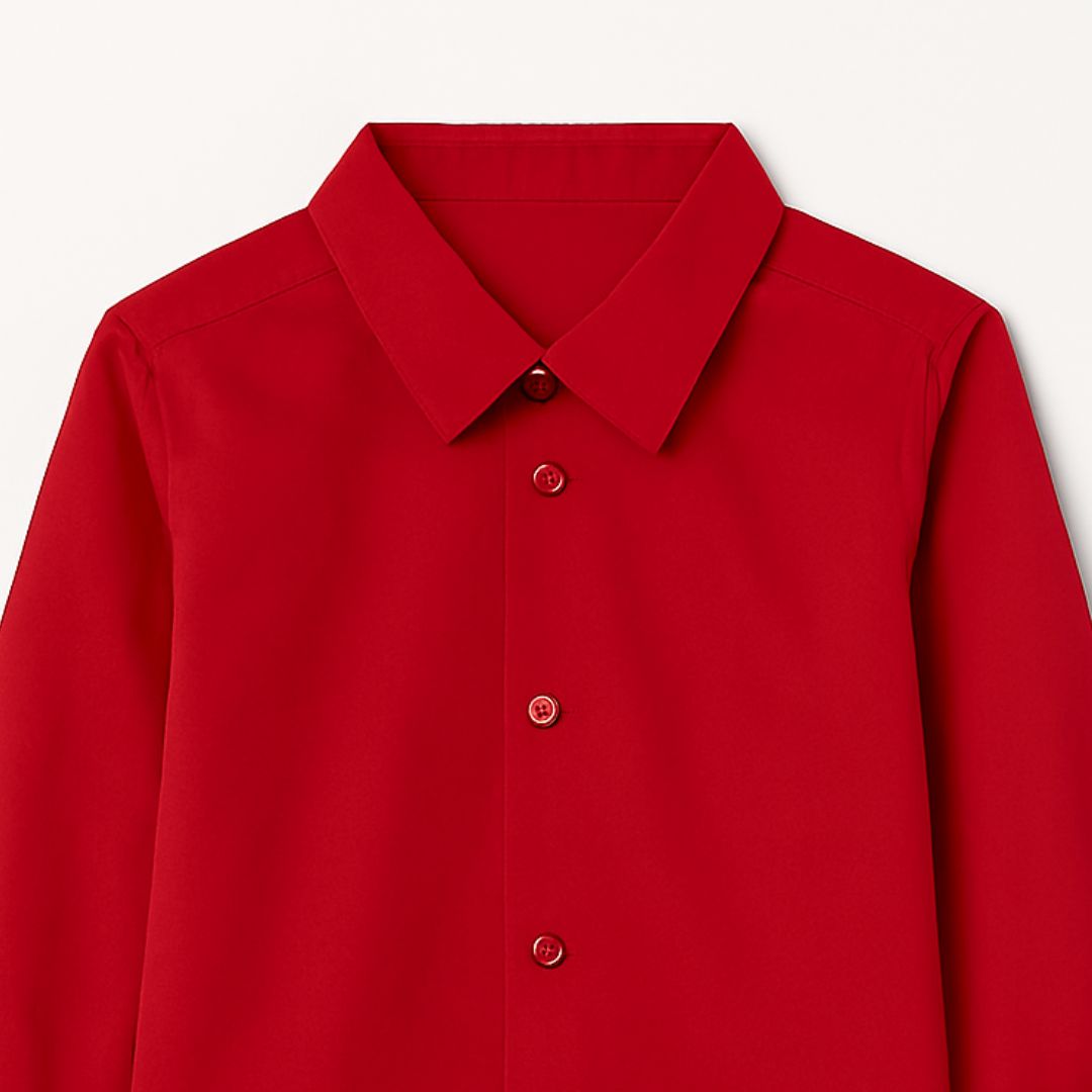 CHILINS Kids Red Solid Formal Shirt | Full Sleeve Button-Down Shirt