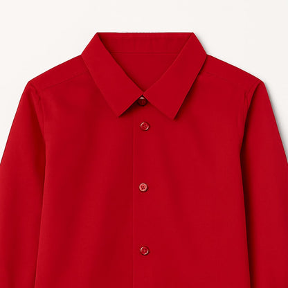 CHILINS Kids Red Solid Formal Shirt | Full Sleeve Button-Down Shirt