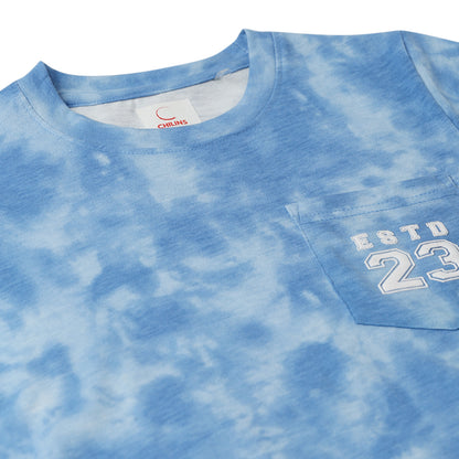 Kids Boy's Girls Regular Round Neck Cotton Fit T-Shirt Blue Tie Dye