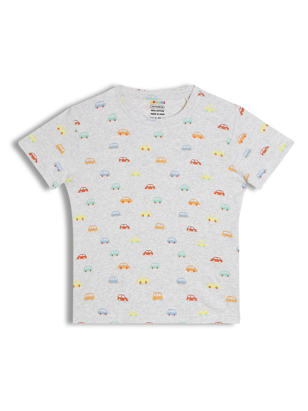 CHILINS Kids Pure Cotton Printed T-Shirt & Shorts Set | Car Print Co-Ord Set