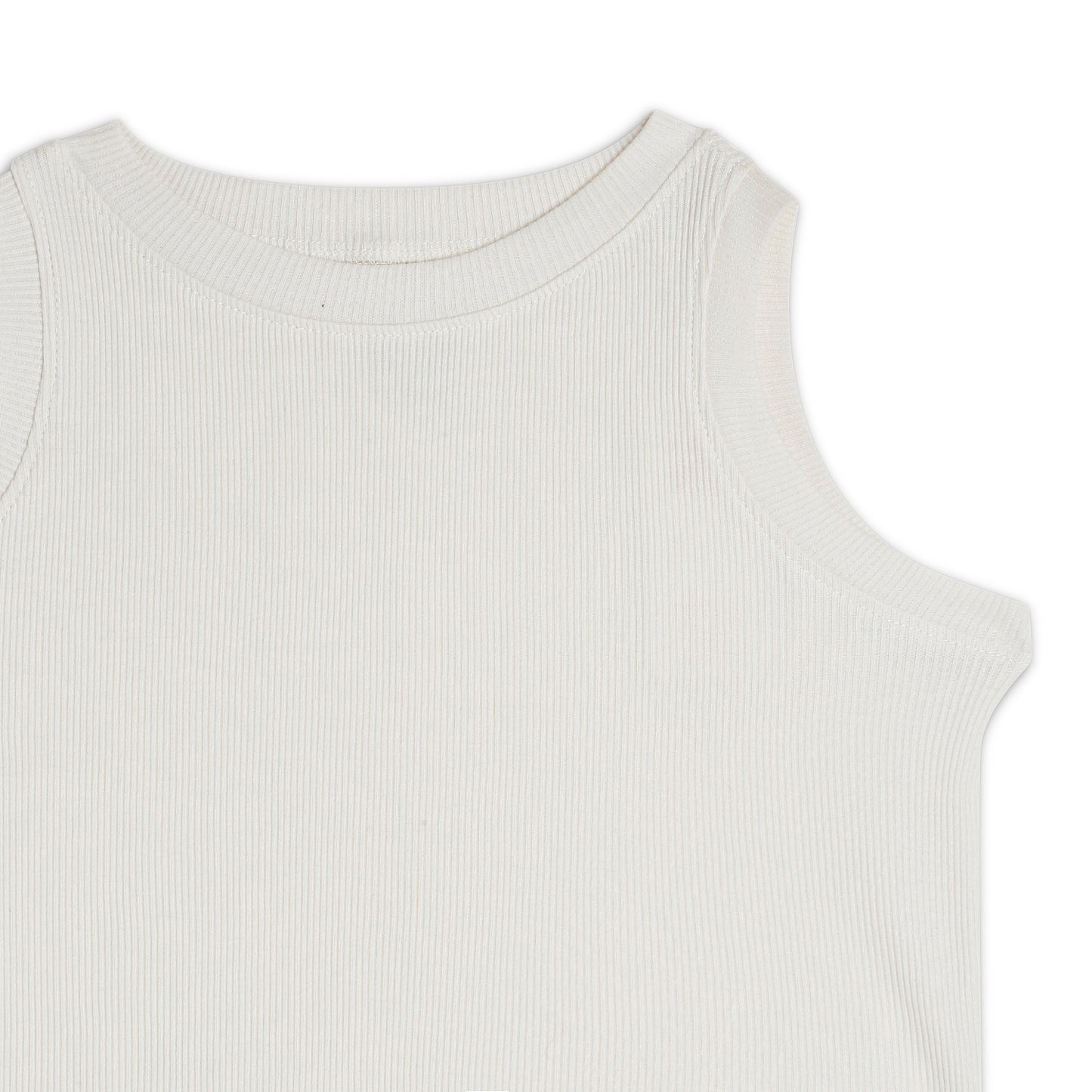 Girl's Solid Crew Neck Ribbed/Knitted Sleeveless Stretchable Slim Fit Crop Tank Top