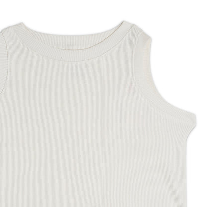 Girl's Solid Crew Neck Ribbed/Knitted Sleeveless Stretchable Slim Fit Crop Tank Top