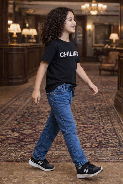 CHILINS Kids Blue Denim Jeans | Elastic Waist Casual Jeans