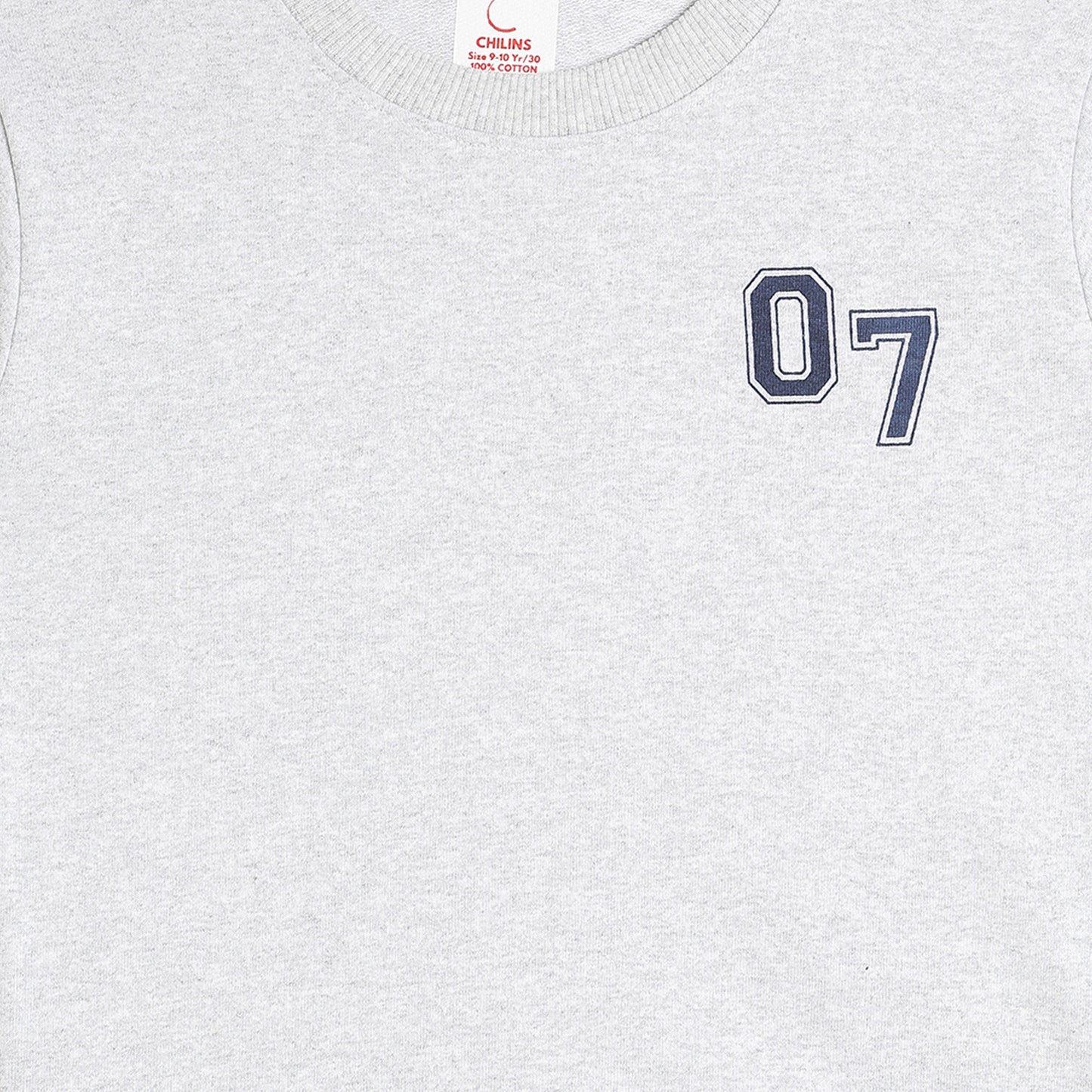 Boys Fleece Printed Round Neck Sweatshirt | Grey Milange