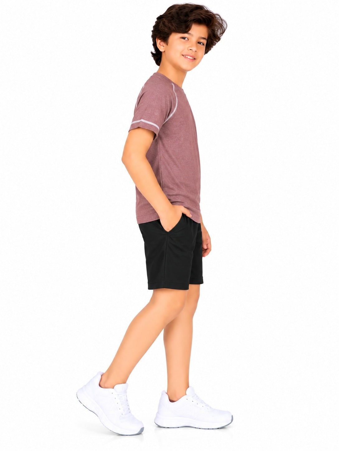 CHILINS Kids Dusty Rose Sports T-Shirt | Boys & Girls | Raglan Sleeves | Textured Active Wear