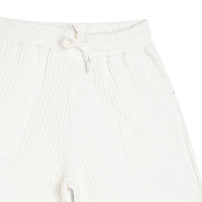 Boy's Cotton Bermuda Shorts with Trending Pocket Design – White